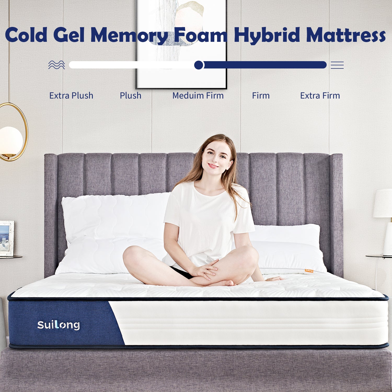 Suilong Sunrise 25cm Hybrid Mattress With Memory Foam And Innerspring For Pressure Relieving & Sleep Cooler - Enjoy a Better Night's Sleep with a SuiLong